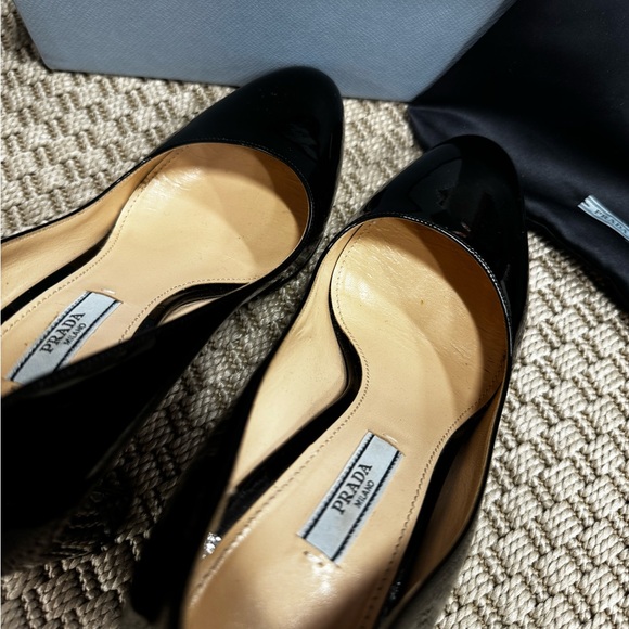 Prada Black Patent Round Toe Pumps - Picture 4 of 10